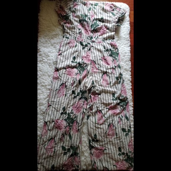 Floral Pinstripe Jumpsuit - Picture 3 of 5